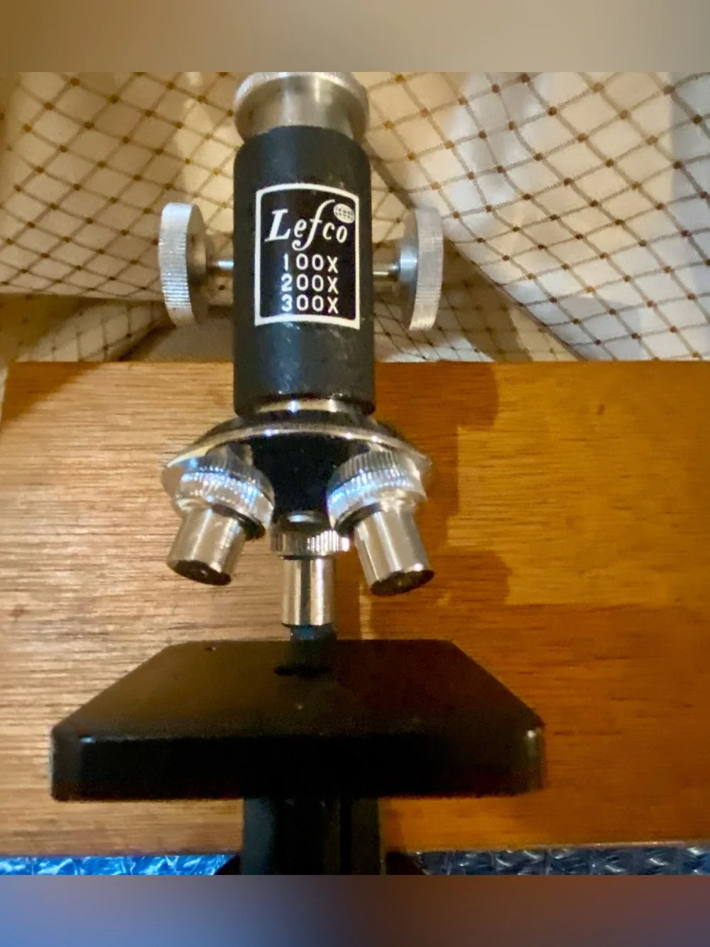 Vintage LEFCO Student Microscope with Original Wooden Case
